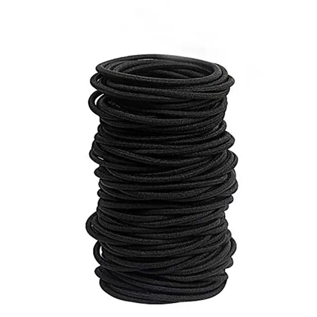 50/100 pçs grosso pesado não-metal elástico laços de cabelo preto borracha rabo de cavalo suportes cabelo Bands-2mm