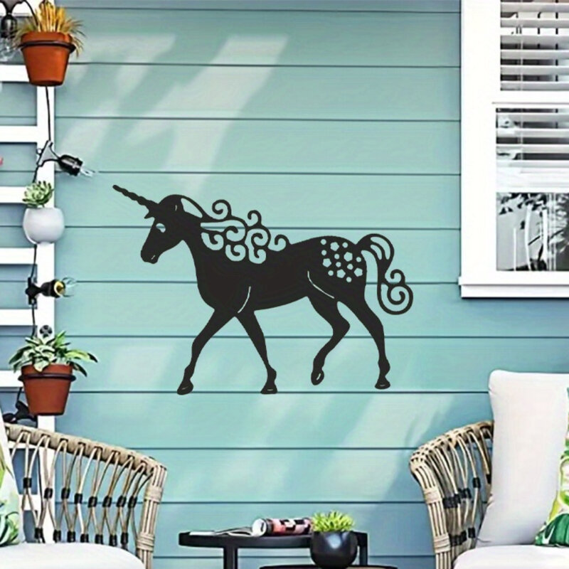 1pc, Cute Unicorn-Shaped Wall Hanging Paintings, Metal Crafts, Outdoor Garden Decorations, Wedding Party Scene Decorations Gift