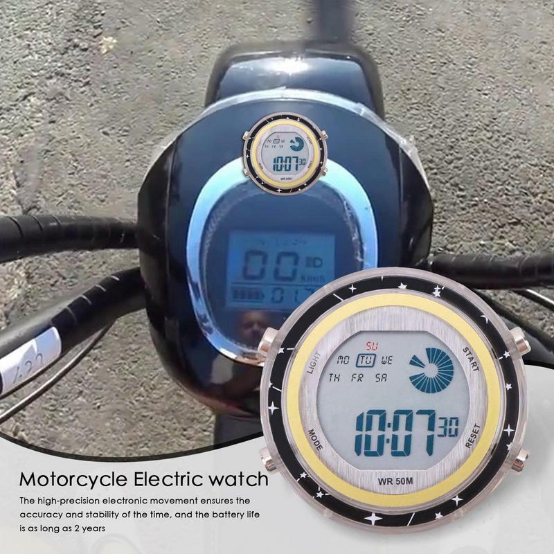 Mini Motorcycle Clock Luminous Dial Stick-On Motorbike Mount Clock Digital Display Universal Waterproof Clock For Car SUV