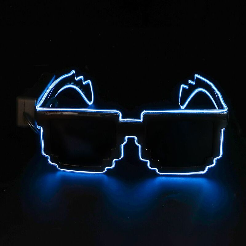 할로윈 크리스마스 생일 모자이크 LED 안경, 무선 네온 파티 나이트 클럽 깜박이 안경, 네온 레이브 쉐이드