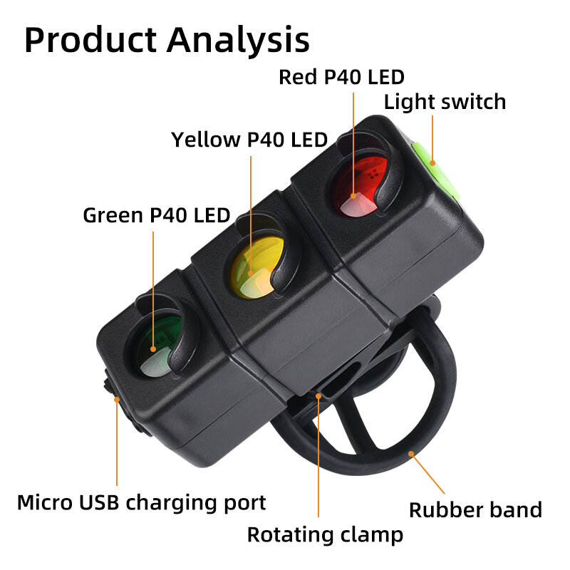 COBA LED 자전거 미등, 클립 포함 비상 경찰 조명, USB 충전식 사이클링 깜박이 경고, 적색, 청색, 녹색 주의