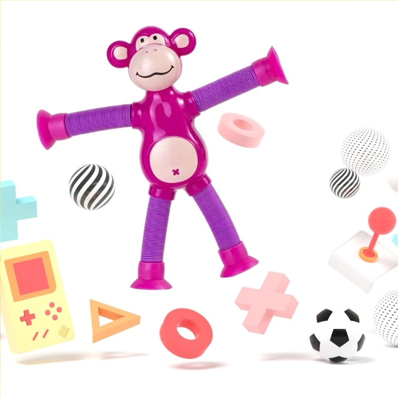Cartoon Monkey Shape Telescopic Suction Cup Sensory Toy Expandable Sucker Toy Dropship