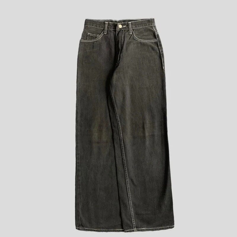 Pantalones vaqueros Retro americanos Y2K para parejas, Jeans holgados con patrón de alienígena bordado de Hip Hop, pantalones de pierna ancha de cintura alta lavados, 2024