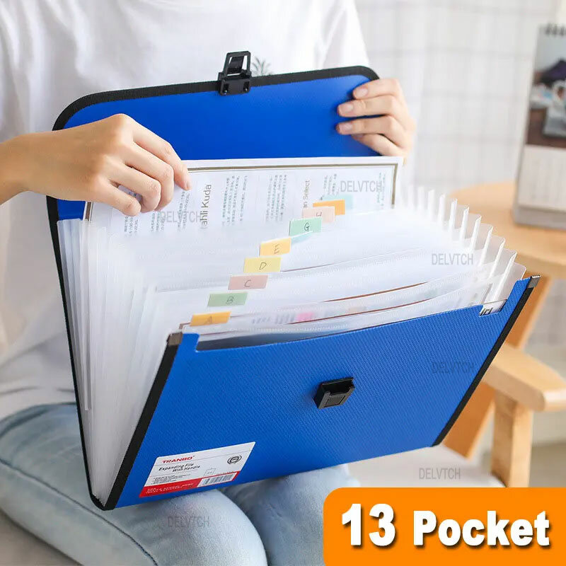 Tragbare 13 Taschen A4 Größe Erweiterung Wallet Datei Ordner Papier Dokument Lagerung Orgel Tasche Halter Büro Schule Organizer Fall