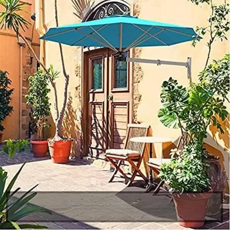 Зонт для внутреннего дворика с креплением, Уличный настенный Зонт с регулируемым полюсом, наклонный зонт от солнца с ветровым отверстием, зонты для внутреннего дворика