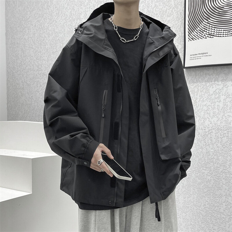 Jaqueta corta-vento solta para homens, jaquetas do colégio, jaqueta de faculdade casual Harajuku vintage, streetwear masculina, 2024