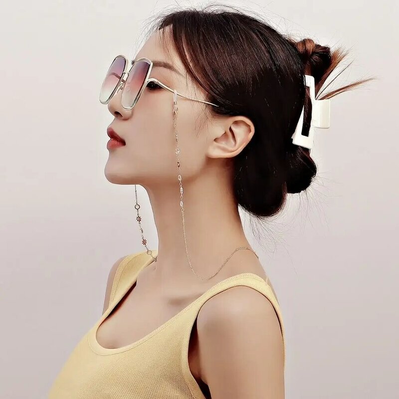패션 금속 안경 체인 꽃 선글라스 체인, 여성 소녀 맞춤형 마스크 체인, 걸이식 목 안경 랜야드 로프, 76cm