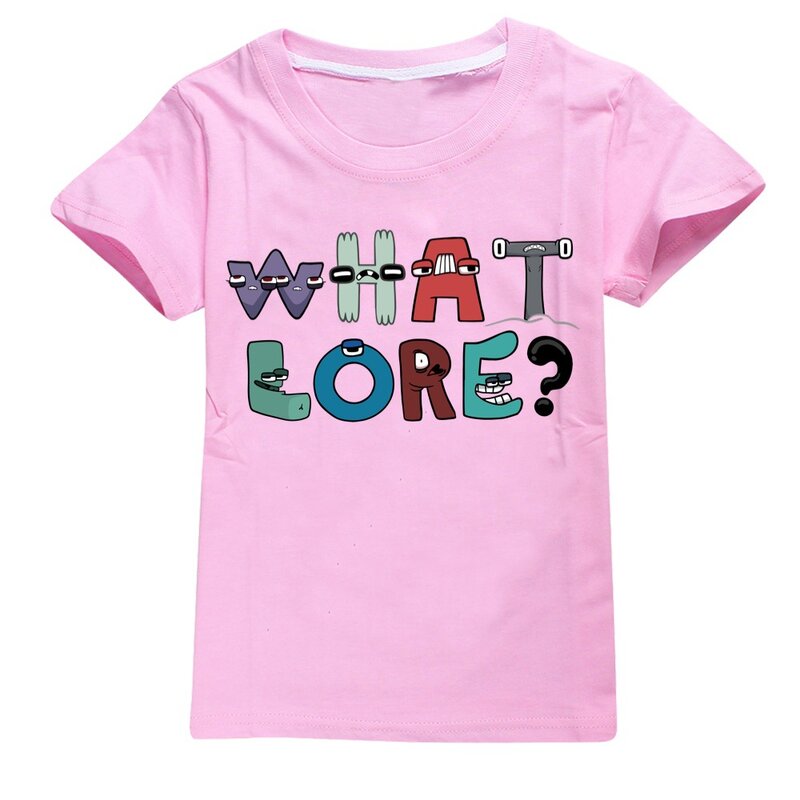 T-shirt en coton pour enfants, haut Kawaii, vêtements pour enfants, vêtements pour filles, bébé, garçon, dessin animé, alphabet Lore, été