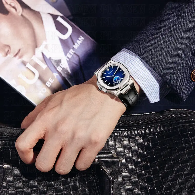 2021 nova moda azul dos homens relógios homem topo marca de couro luminosa à prova dwaterproof água esporte relógio de quartzo para masculino relogio masculino xfcs