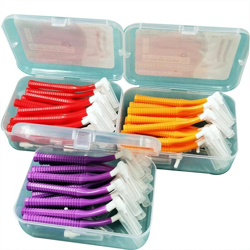 20Pcs/box L Shape Push-Pull Interdental Brush Orthodontic Toothpick Teeth Whitening Tooth Pick ToothBrush Oral Hygiene Care