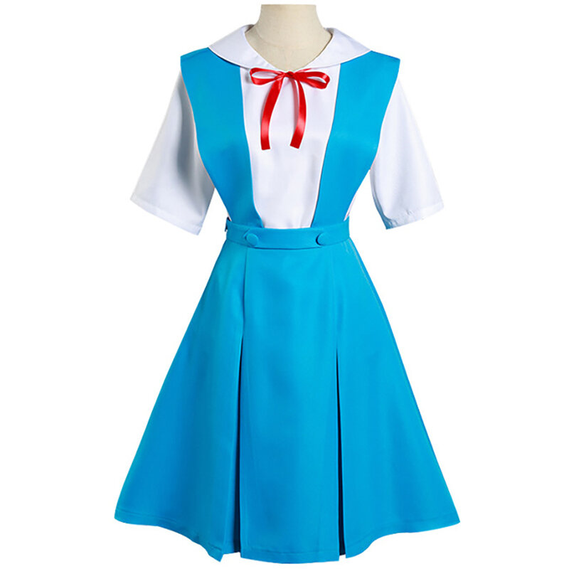 Rei Ayanami przebranie na karnawał Asuka Langley Soryu Cosplay dziewczyna kobiety mundurek szkolny sukienki peruka spinki Halloween Loli odzież