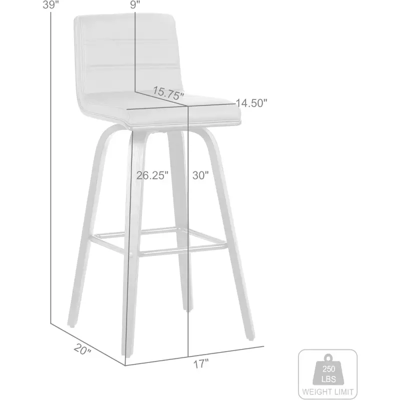 Барный стул, барный стул с матовой отделкой из искусственной кожи высотой 26 дюймов, барный стул