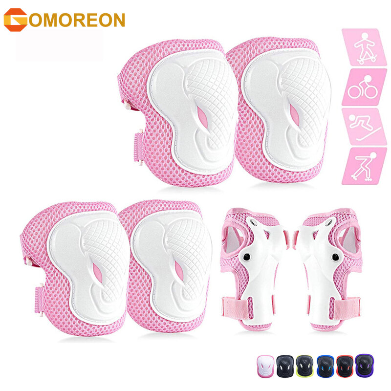 GOMOREON Kids/Youth Protective Gear Set, Kids Knee Pads and Elbow Pads Wrist Guard Protector for Scooter, Skateboard, Bicycle