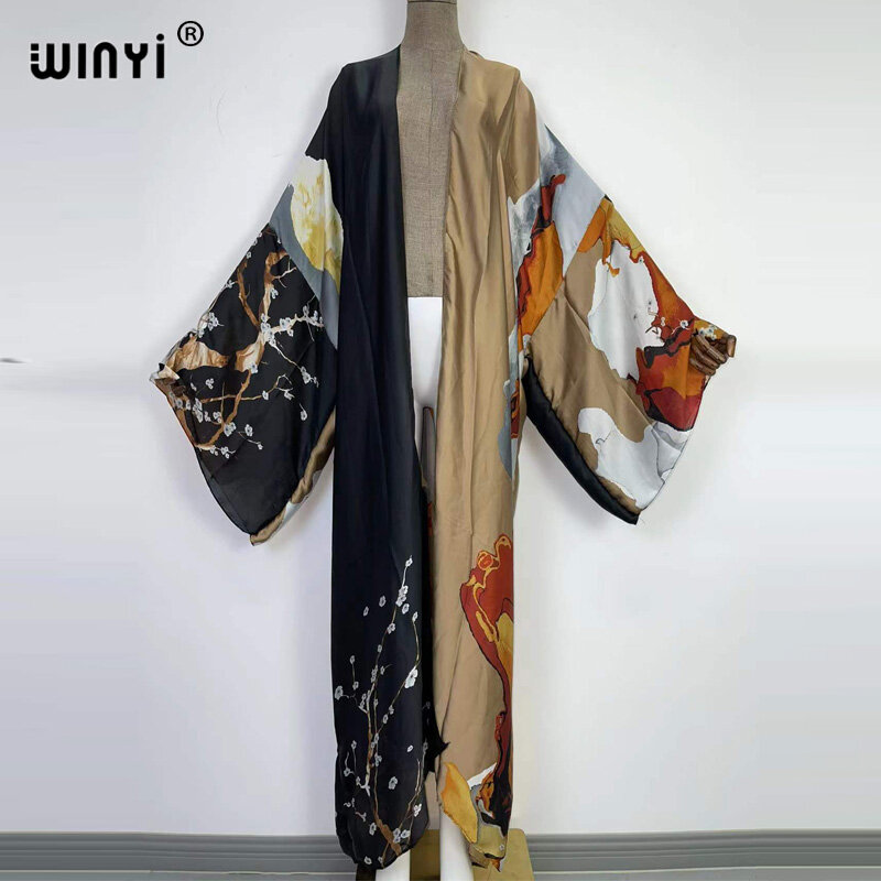 WINYI 2022 Middle East kimono Women Cardigan stitch kaftan Cocktail sexcy Boho Beach Cover up African Holiday long Sleeve Robe