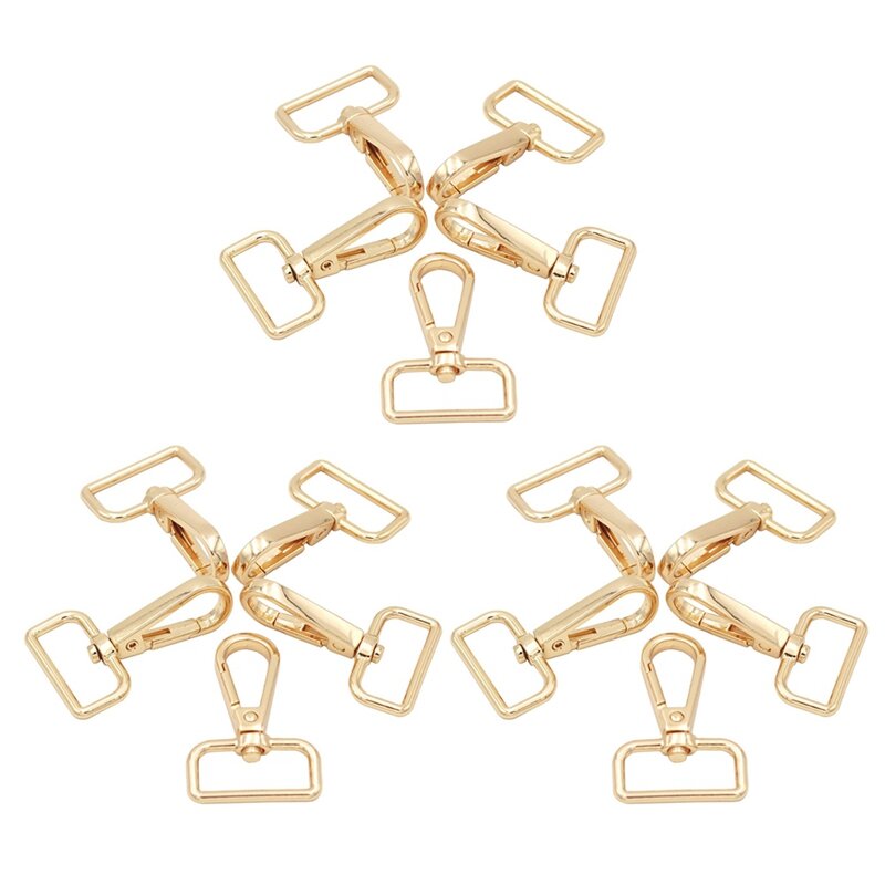15 Pcs D Ring Swivel Lobster Claw Clasp, Push Gate Snap Hooks Trigger Clips(Gold, 1 Inch)