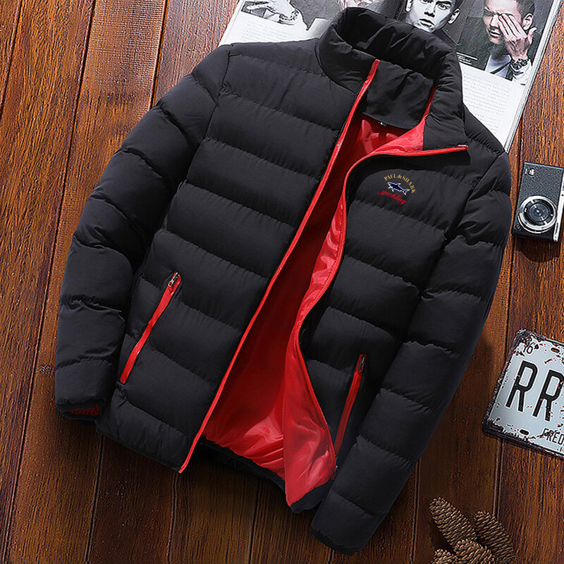 Men's high collar cotton jacket and zipper, thick and warm casual, street running hip-hop sports jacket, new winter fashion