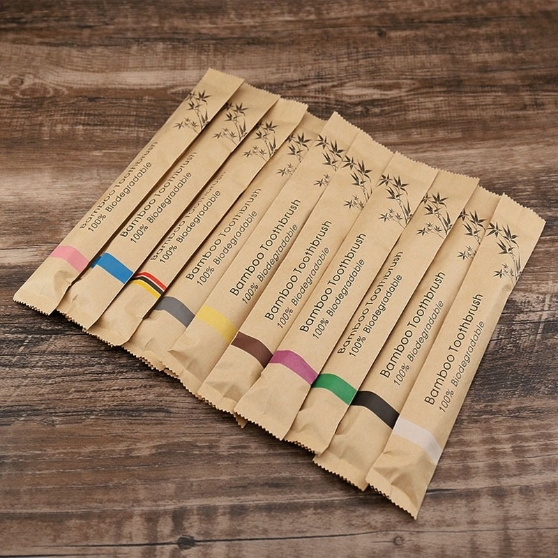 10pcs Bamboo Toothbrushes Colorful Toothbrush Resuable Portable Adult Wooden Soft Tooth Brush For Home Travel Hotel