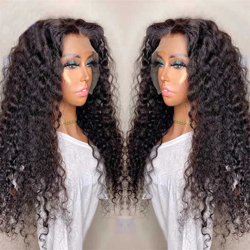 BabyHair-Glueless Black Kinky Curly Lace Front Wig para mulheres negras, pré-arrancadas, resistente ao calor, 180 Densidade, 26 in