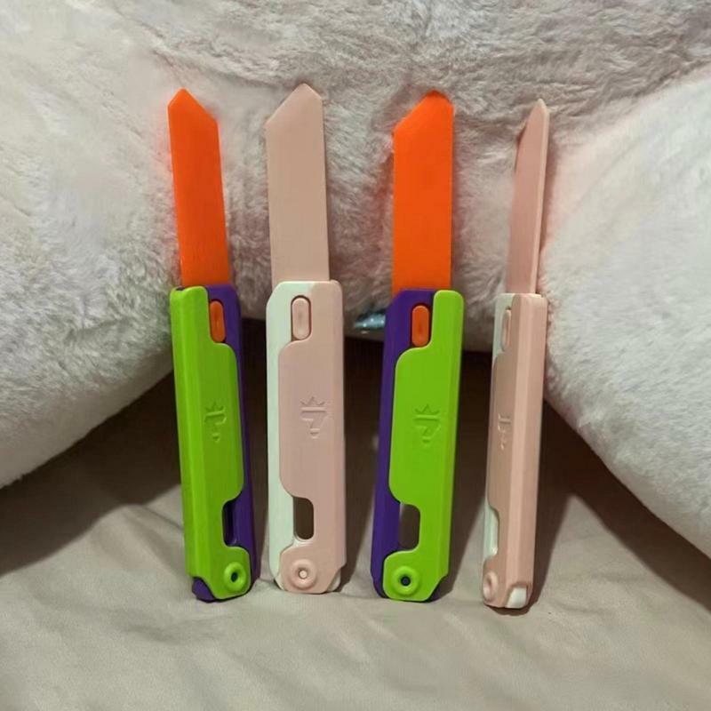 Fidget Knife Toy com punho longo, 3D, rabanete, brinquedos sensoriais de gravidade, bordas suaves, Fidget, carro, viagem, escola e casa