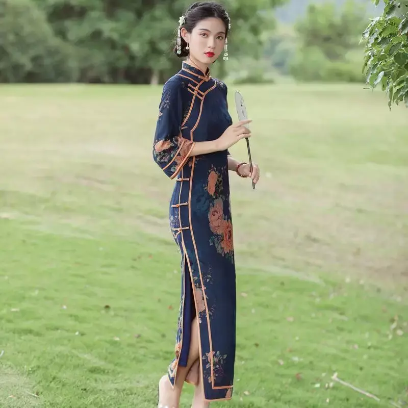 Sukienka nowoczesny chiński Cheongsam Harajuku Qipao Retro duży rozmiar suknia w stylu Qipao dla kobiet karnawałowa sukienka imprezę Disfraz Hombre