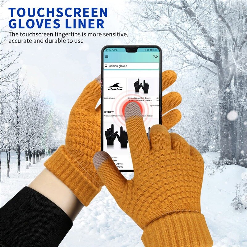 Gants chauds en laine pour écran tactile de téléphone portable, doigt complet, crochet féminin, hommes et femmes, hiver
