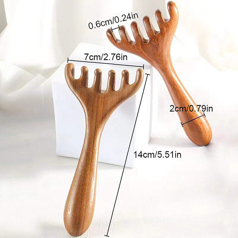 Body Meridian Massage Comb Sandalwood Deer Antlers Wide Tooth Acupuncture Help Blood Circulation Anti-static Smooth Hair