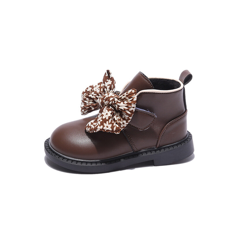 Petites chaussures en cuir à l'offre elles souples pour enfants, botte de princesse, botte courte, noir, peluche, nouveau style, petites filles, hiver