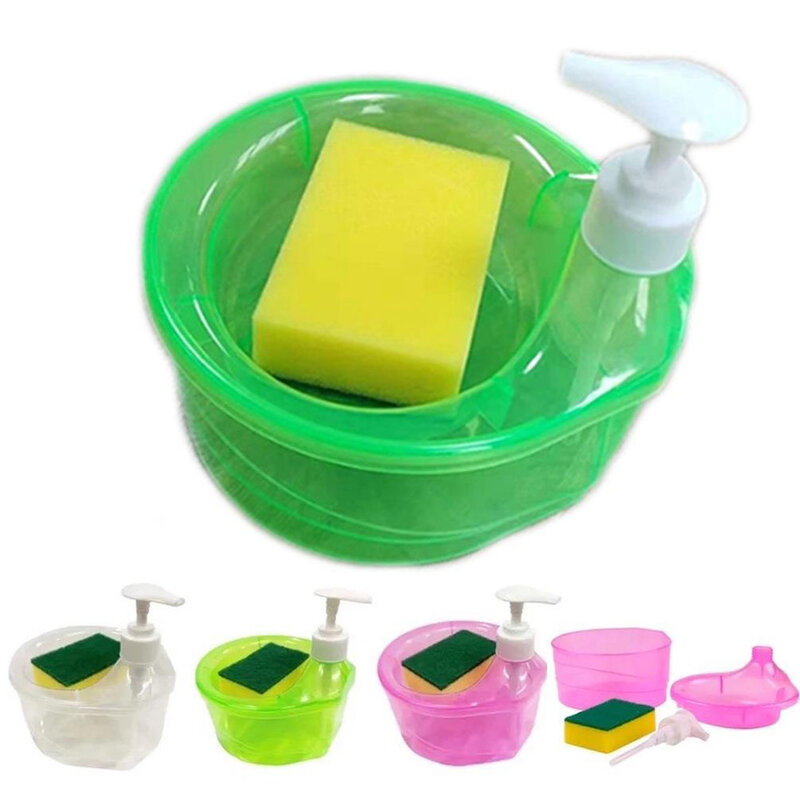 Губка для мытья посуды 2 в 1 автоматические чистящие инструменты Кухонная посудомоечная машина выпускная коробка из полиэтилена дозатор мыла