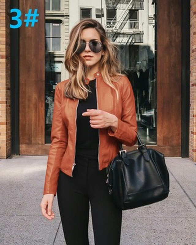 New Women's Leather PU Suit Jacket Motorcycle Leather Jackets Autumn Winter Fashion Leather Jacket Small Women's Clothing 2022