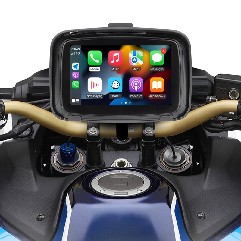 Ipx7 Motorfiets Waterdichte Displa 5 Inch Motorfiets Draadloze Apple Carplay Android Auto Draagbare Navigatie Scherm