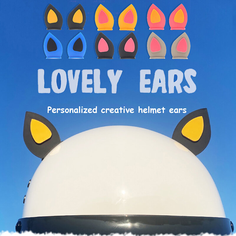 2Pcs Universal Motorcycle Helmet Cat Ears Cute Electric Car Motocross Stickers Driving Styling Helmet Decor