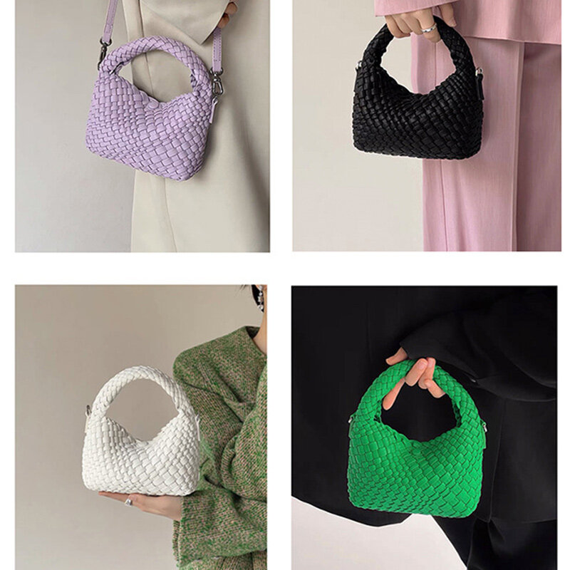 MOOWOO Роскошная миниатюрная вязаная сумка через плечо для женщин маленького размера тканая сумка-тоут композитная Сумка Большая вместительная сумка женские сумки