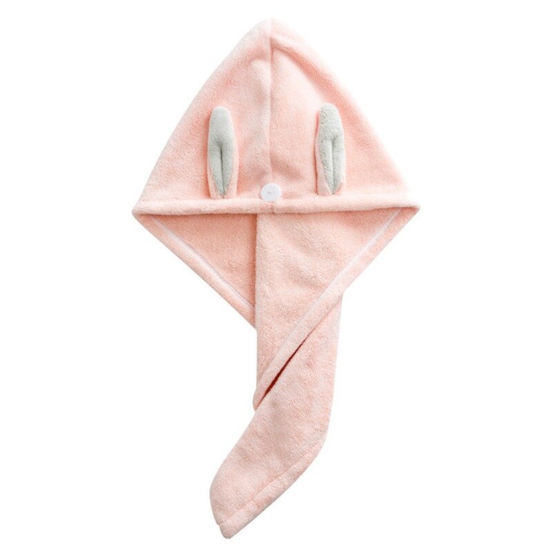 Women Hair Drying Hat Quick-dry Hair Towel Bunny Ears Coral Fleece Double-layer Thickened Super Absorbent Turban Hair Dry Cap