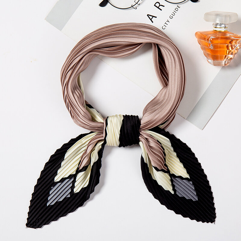 Bufanda cuadrada de seda para mujer, pañuelo a cuadros de diseñador, banda para el pelo, lazo antimanchas, Foulard