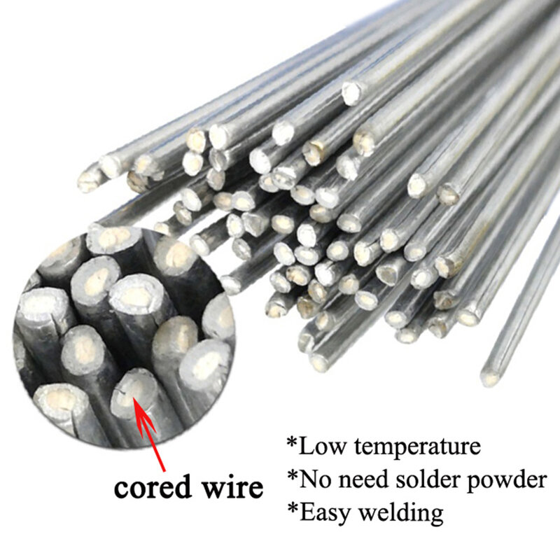 5/10/20/30/50 pces 50cm 2.4mm fios de solda de baixa temperatura alumínio fácil de derreter para o ferro de solda nenhum fluxo de solda exigido