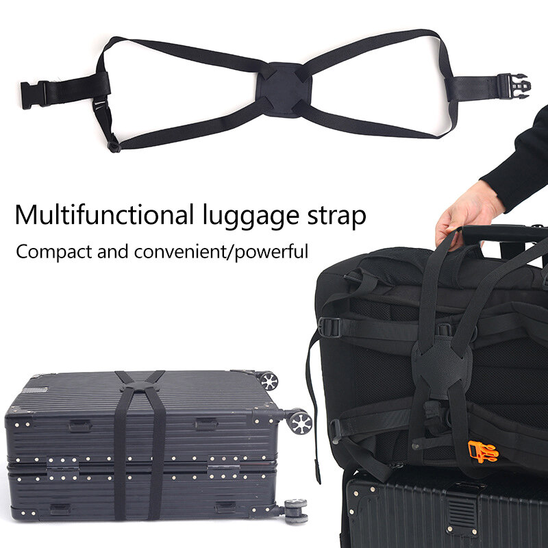 Cinturón de encuadernación de equipaje telescópico elástico, bolsa de viaje ajustable, cinturones fijos, cordón elástico, cinturón de embalaje cruzado, cinturones de encuadernación, 1Pc