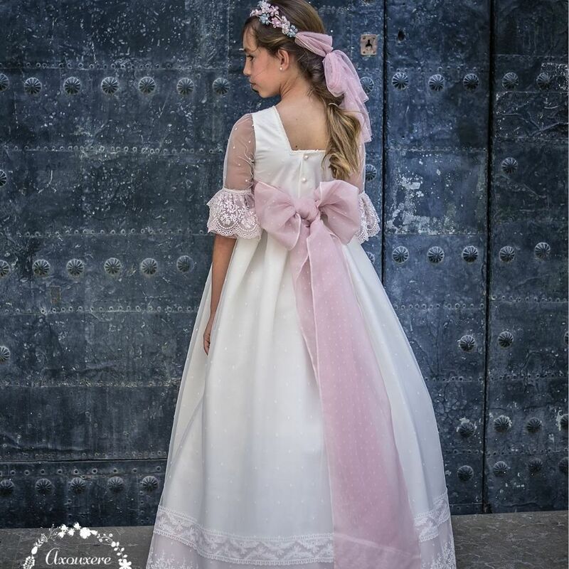 FATAPAESE Communion Girl Vintage Princess Lace Floral Ribbon Belt Embroidery Cotton Gown Bridemini Bridesmaid Wedding Party