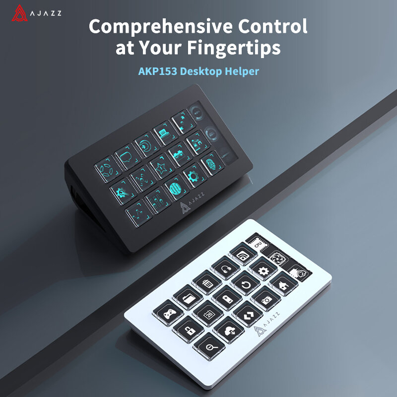 AJAZZ-Panel de consola multifuncional AKP153E, asistente de Desktop15, teclas Macro, acciones de disparo para Windows/Mac/Android/iOS