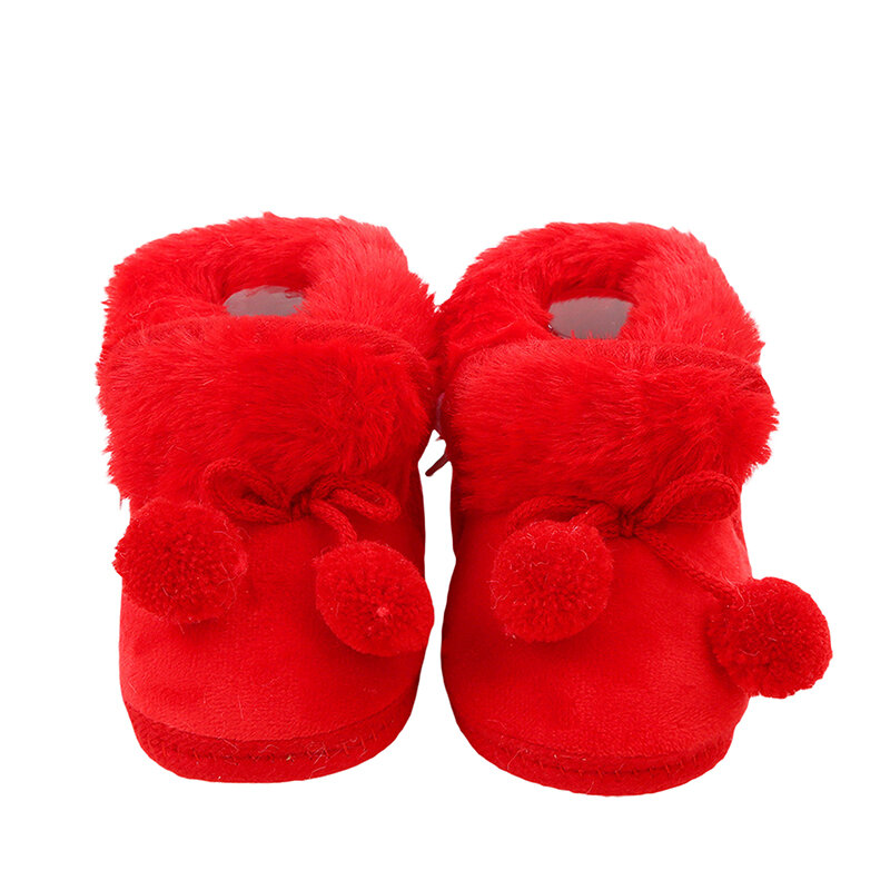 Stivali da neve invernali per neonati stivali decorati con Bobble in peluche scarpe da primo camminatore per bambini caldi