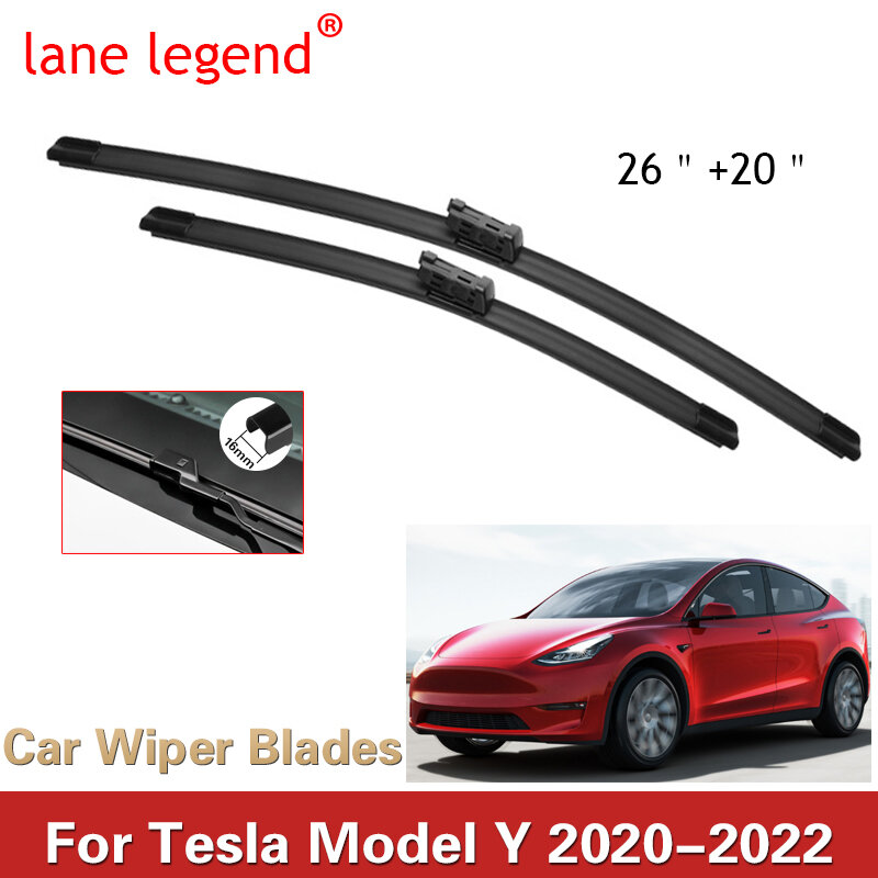 Escobillas de limpiaparabrisas para Tesla Model Y, 2020, 2021, 2022, accesorios de coche, limpieza de parabrisas, goma sin marco, deshuesado, Universal, 2 uds.