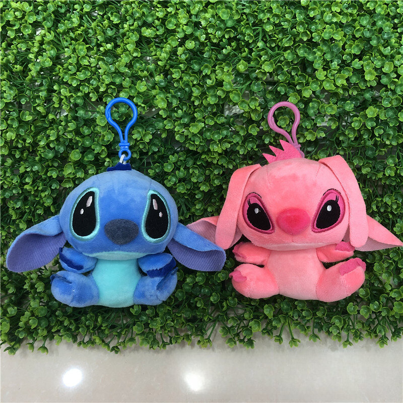 10cm Disney Lilo and Stitch Cute Anime Plush Toys Backpack Pendant Keychain Car Accessories Angel Stuffed Doll Kid Birthday Gift