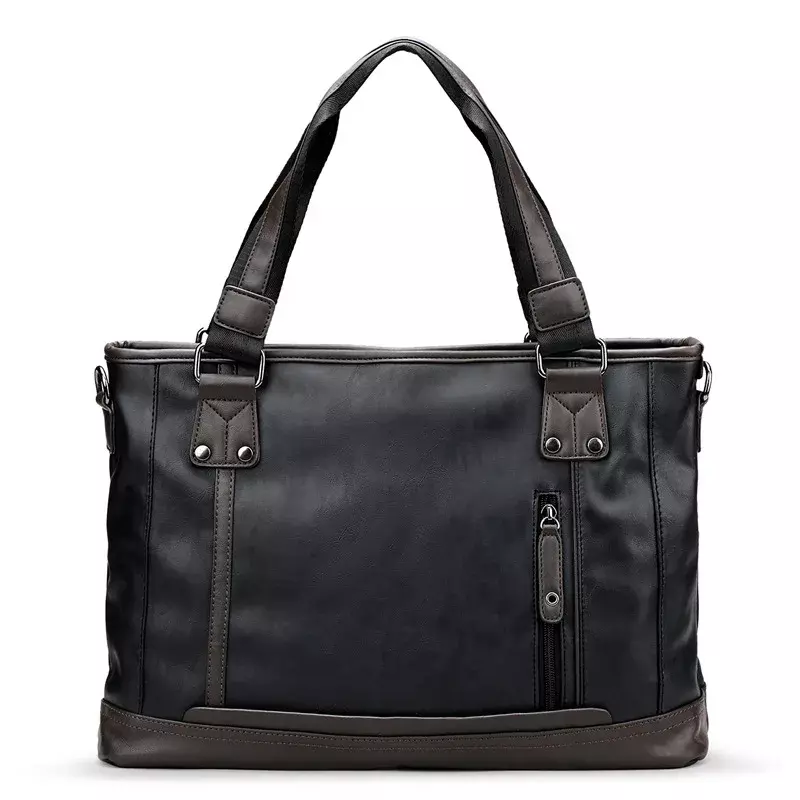 Maleta de couro masculina, bolsa casual de viagem vintage, bolsa mensageiro de ombro, bolsa para computador e laptop, design de marca