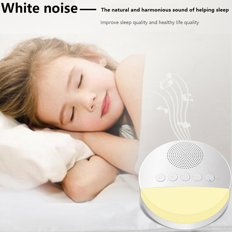 جهاز الضوضاء الأبيض للأطفال جهاز USB قابل لإعادة الشحن توقيت اغلاق النوم آلة نوم الطفل الضوضاء الصوت لاعب ليلة ضوء الموقت