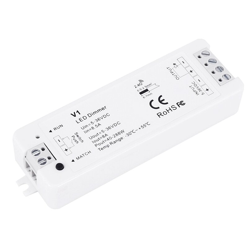 4X LED Dimmer 12V 5V 24V 36V 8A PWM Wireless RF Switch With 2.4G Brightness Adjustment Contact Remote