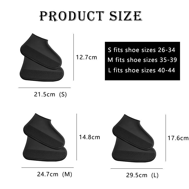 Zapatos de silicona antideslizantes impermeables, Botas de lluvia Unisex, Protector de zapatillas para exteriores, cubierta de zapatos de lluvia reutilizable, 1 par