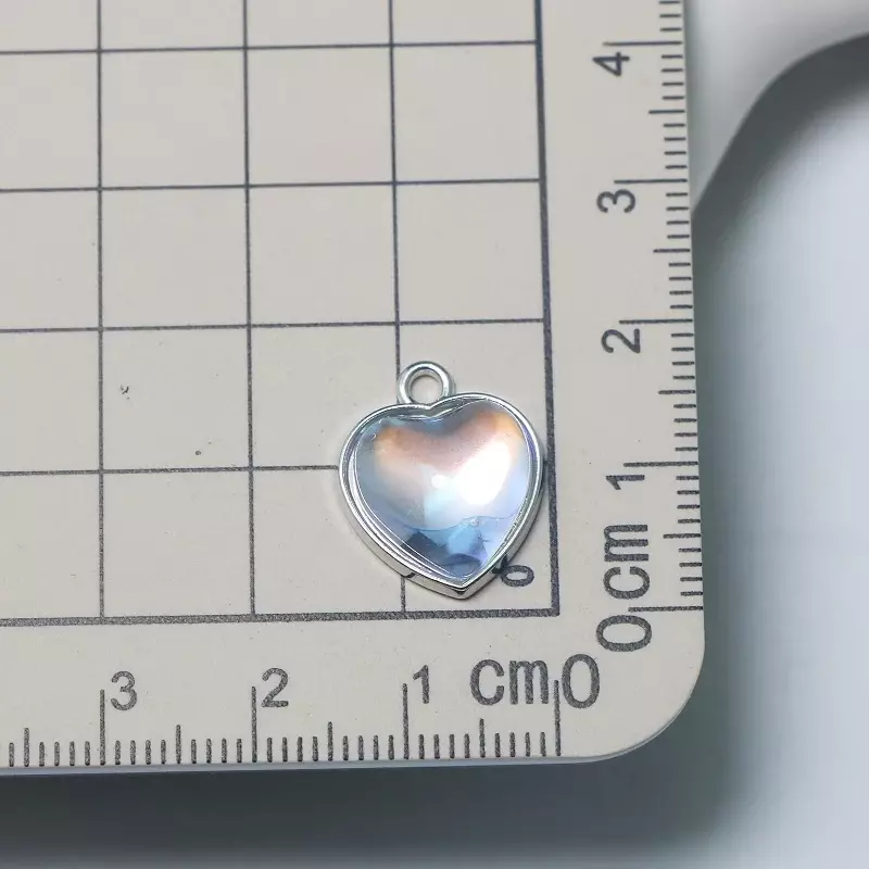 Crystal Hearts Alloy Pendant para fazer jóias, brincos DIY, colar, pulseira, acessórios, atacado, 5pcs
