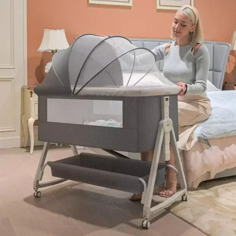 Baby Crib Multifunctional Newborn Bed Baby Cradle Splicing Big Bed Baby Rocking Bed Bb Children's Crib Foldable