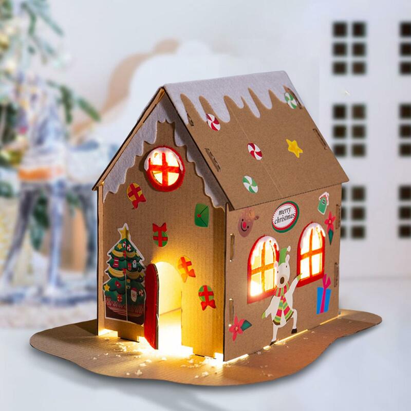 Maisons de Noël bricolage pour enfants, kits de bricolage, jouets d'éducation précoce, matériel fuchsia, jeu de fête, enfants d'âge alth