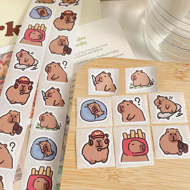 Stiker kartun Capybara 500 buah stiker dekorasi DIY telepon Notebook koper Laptop kulkas stiker anak-anak