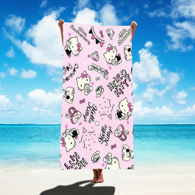 Cosplay Costume Accessory Cartoon Beach Towel for Outdoor Activities 70*150 hello kitty y2k Digital Printed Beach Towel